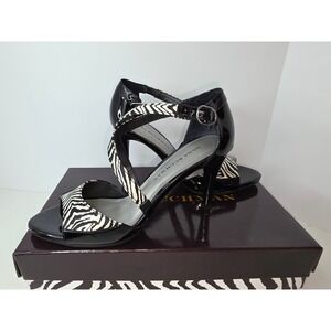 Dana Buchman Danica Zebra Print Strappy PatentHeels Black White Sandals Sz 7
375